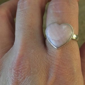Sterling Silver Pink Peruvian Opal Heart Ring